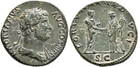Hadrian, 117-138. Dupondius or As (Orichalcum, 26 mm, 11.15 g, 6 h), Rome, 134-138. HADRIANVS AVG COS III P P Laureate and draped bust of Hadrian to r...