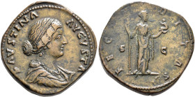 Faustina Junior, Augusta, 147-175. Sestertius (Orichalcum, 32 mm, 23.29 g, 6 h), Rome, 161-164. FAVSTINA AVGVSTA Diademed and draped bust of Faustina ...