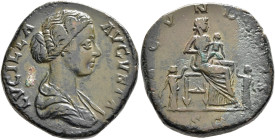 Lucilla, Augusta, 164-182. Sestertius (Orichalcum, 30 mm, 22.78 g, 12 h), Rome, after 164. LVCILLA AVGVSTA Draped bust of Lucilla to right. Rev. FECVN...