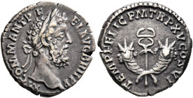 Commodus, 177-192. Denarius (Silver, 18 mm, 3.94 g, 12 h), Rome, 190. M COMM ANT P FEL AVG BRIT P P Laureate head of Commodus to right. Rev. TEMP FELI...