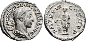 Severus Alexander, 222-235. Denarius (Silver, 19 mm, 3.53 g, 6 h), Rome, 227. IMP C M AVR SEV ALEXAND AVG Laureate and draped bust of Severus Alexande...