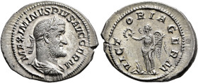 Maximinus I, 235-238. Denarius (Silver, 22 mm, 3.00 g, 12 h), Rome, 236-237. MAXIMINVS PIVS AVG GERM Laureate, draped and cuirassed bust of Maximinus ...