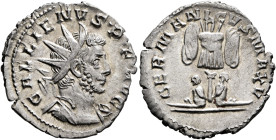 Gallienus, 253-268. Antoninianus (Silver, 22 mm, 2.43 g, 6 h), Cologne, 257-258. GALLIENVS•P•F•AVG Radiate and cuirassed bust of Gallienus to right. R...