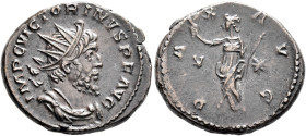 Victorinus, Romano-Gallic Emperor, 269-271. Antoninianus (Bronze, 21 mm, 4.96 g, 12 h), Treveri, 270. IMP C VICTORINVS P F AVG Radiate, draped and cui...