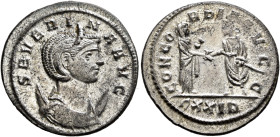 Severina, Augusta, 270-275. Antoninianus (Silvered bronze, 22 mm, 3.88 g, 6 h), Rome, end 274. SEVERINA AVG Diademed and draped bust of Severina set t...