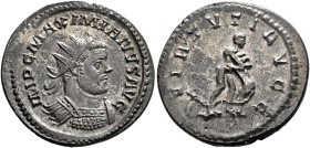 Maximianus, first reign, 286-305. Antoninianus (Silvered bronze, 23 mm, 3.64 g, 6 h), Lugdunum, 287-289. IMP C MAXIMIANVS AVG Radiate and cuirassed bu...