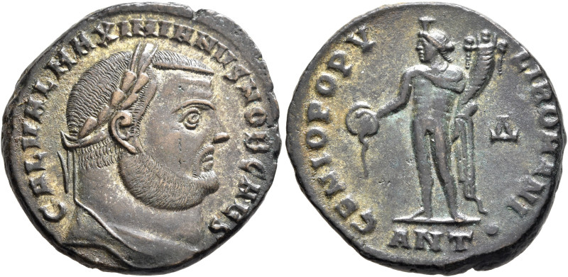 Galerius, as Caesar, 293-305. Follis (Silvered bronze, 27 mm, 9.61 g, 6 h), Anti...