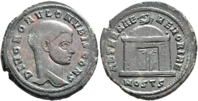 Divus Romulus, died 309. Follis (Bronze, 25 mm, 6.28 g, 6 h), Ostia, late 309-Oc...
