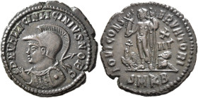 Licinius II, Caesar, 317-324. Follis (Bronze, 20 mm, 3.48 g, 12 h), Cyzicus, 321-324. D N VAL LIC LICINIVS NOB C Helmeted and cuirassed bust of Licini...