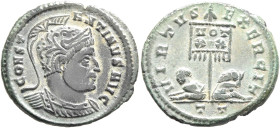 Constantine I, 307/310-337. Follis (Bronze, 20 mm, 2.58 g, 6 h), Ticinum, 319-320. CONSTANTINVS AVG Cuirassed bust of Constantine I to right, wearing ...