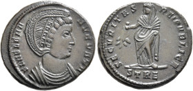 Helena, Augusta, 324-328/30. Follis (Bronze, 19 mm, 3.77 g, 6 h), Treveri, 327/8. FL HELENA AVGVSTA Diademed and draped bust of Helena to right. Rev. ...