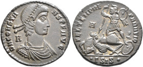 Constans, 337-350. Centenionalis (Bronze, 24 mm, 5.89 g, 12 h), Siscia, 348-350. D N CONSTANS P F AVG Diademed, draped and cuirassed bust of Constans ...