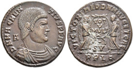Magnentius, 350-353. Centenionalis (Bronze, 22 mm, 5.33 g, 6 h), Lugdunum, 351-353. D N MAGNENTIVS P F AVG Bare-headed, draped and cuirassed bust of M...