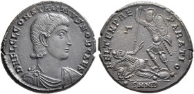 Constantius Gallus, Caesar, 351-354. Centenionalis (Bronze, 23 mm, 6.00 g, 11 h), Nicomedia. Bare-headed, draped and cuirassed bust of Constantius Gal...