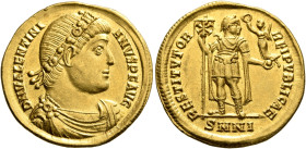 Valentinian I, 364-375. Solidus (Gold, 22 mm, 4.51 g, 12 h), Nicomedia, 364. D N VALENTINI-ANVS P F AVG Rosette-diademed, draped and cuirassed bust of...