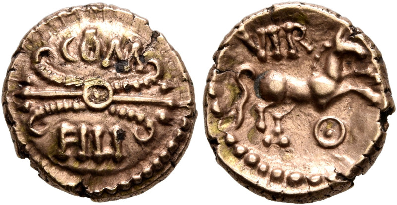 BRITAIN. Atrebates & Regni. Verica, circa 10-40. 1/4 Stater (Subaeratus, 11 mm, ...