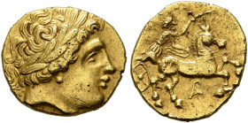 CENTRAL GAUL. Arverni (?). 3rd century BC. Quarter Stater (Gold, 12 mm, 1.77 g, 9 h), 'Montmorot-Besançon' type. Laureate head of Apollo to right. Rev...