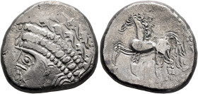 CENTRAL EUROPE. Noricum (East). Circa 2nd-1st centuries BC. Tetradrachm (Silver, 23 mm, 9.01 g, 12 h), 'Samobor A' type. Celticized head of Apollo to ...