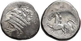 CENTRAL EUROPE. Noricum (East). Circa 2nd-1st centuries BC. Tetradrachm (Silver, 23 mm, 9.19 g, 8 h), 'Samobor A' type. Celticized head of Apollo to l...