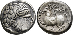 CARPATHIAN REGION. Uncertain tribe. Circa 2nd century BC. Tetradrachm (Silver, 22 mm, 12.47 g, 12 h), 'Baumreiter/Verwilderte Gruppe' type, imitating ...