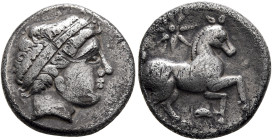 MIDDLE DANUBE. Uncertain tribe. Circa 3rd century BC. Drachm (Silver, 16 mm, 4.19 g, 1 h), 'Drachmen mit Stern' type. Celticized diademed head to righ...