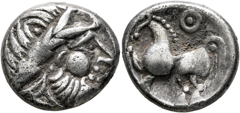 MIDDLE DANUBE. Uncertain tribe. 2nd-1st centuries BC. Tetradrachm (Silver, 22 mm...