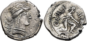 MIDDLE DANUBE. Uncertain tribe. Time of Augustus or slightly later, 27 BC-early 1st century AD. Denarius (Subaeratus, 18 mm, 4.06 g, 6 h), after 19 BC...