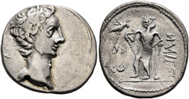 MIDDLE DANUBE. Uncertain tribe. Time of Augustus or slightly later, 27 BC-early 1st century AD. Denarius (Silver, 19 mm, 3.39 g, 9 h). Bare head of Au...