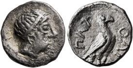 LOWER DANUBE. Agriones (?). Circa late 4th-3rd centuries BC. Tetrobol (Silver, 13 mm, 1.67 g, 6 h), imitating a tetrobol of Patraos. Laureate head of ...