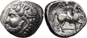LOWER DANUBE. Uncertain tribe. Circa late 3rd to early 2nd century BC. Tetradrachm (Silver, 26 mm, 13.11 g, 12 h), 'Lysimachoskopf' type. Celticized b...