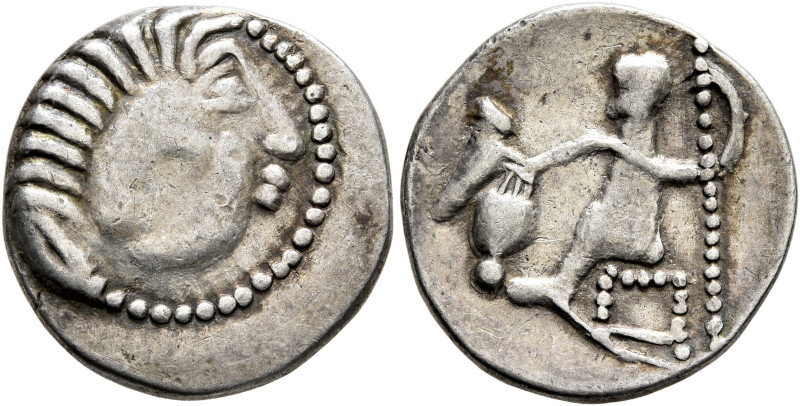 LOWER DANUBE. Uncertain tribe. Circa 2nd-1st centuries BC. Drachm (Silver, 18 mm...