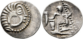 LOWER DANUBE. Uncertain tribe. Circa 2nd-1st centuries BC. Drachm (Silver, 19 mm, 2.80 g, 12 h), imitating Alexander III of Macedon. Celticized head o...