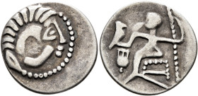 LOWER DANUBE. Uncertain tribe. Circa 2nd-1st centuries BC. Drachm (Silver, 20 mm, 2.19 g, 12 h), imitating Alexander III of Macedon. Celticized head o...
