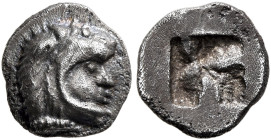 GAUL. Massalia. Circa 500-475 BC. Hemiobol (Silver, 8 mm, 0.53 g), Milesian standard. Head of Herakles to right, wearing lion skin headdress. Rev. Rou...