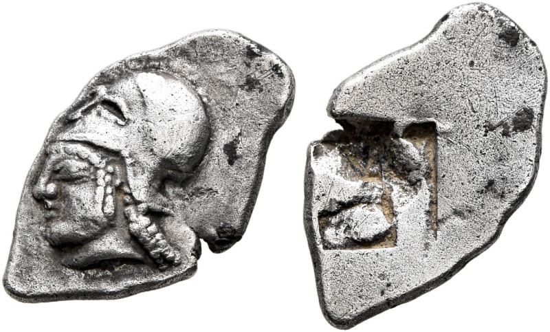 GAUL. Massalia. Circa 475-460 BC. Obol (Silver, 15 mm, 0.96 g), Phokaic standard...