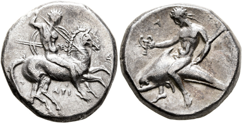 CALABRIA. Tarentum. Circa 315-302 BC. Didrachm or Nomos (Silver, 21 mm, 7.79 g, ...