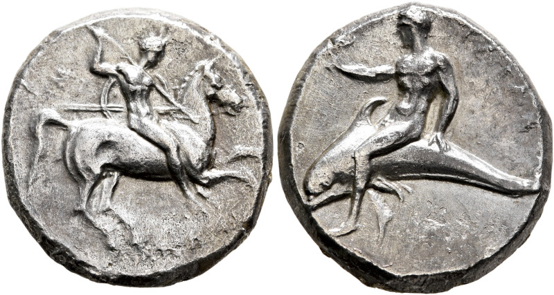 CALABRIA. Tarentum. Circa 280-272 BC. Didrachm or Nomos (Silver, 20 mm, 7.45 g, ...