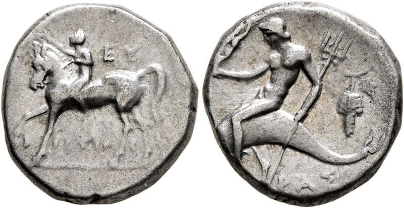 CALABRIA. Tarentum. Circa 272-240 BC. Didrachm or Nomos (Silver, 19 mm, 6.24 g, ...