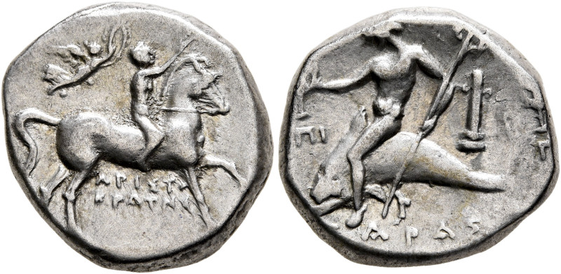 CALABRIA. Tarentum. Circa 272-240 BC. Didrachm or Nomos (Silver, 19 mm, 6.54 g, ...