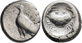SICILY. Akragas. Circa 485-480/78 BC. Didrachm (Silver, 8.58 g). AKPA-CAN Eagle standing left with closed wings. Rev. Crab within shallow circular inc...