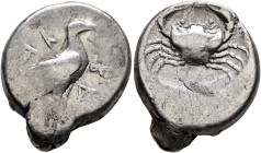 SICILY. Akragas. Circa 480/478-470 BC. Didrachm (Silver, 8.46 g). AK-PA Eagle standing right with closed wings. Rev. Crab within shallow circular incu...