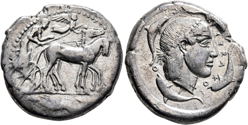 SICILY. Syracuse. Second Democracy, 466-405 BC. Tetradrachm (Silver, 27 mm, 16.8...