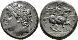 SICILY. Syracuse. Hieron II, 275-215 BC. AE (Bronze, 27 mm, 17.28 g, 12 h). Diademed head of Hieron II to left. Rev. [Ι]ΕΡΩΝΟΣ Helmeted cavalryman rid...