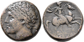 SICILY. Syracuse. Hieron II, 275-215 BC. AE (Bronze, 26 mm, 18.00 g, 5 h). Laureate head of Hieron II to left; behind, hippocamp right. Rev. ΙΕΡΩ[ΝΟΣ]...
