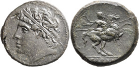 SICILY. Syracuse. Hieron II, 275-215 BC. AE (Bronze, 16.55 g). Diademed head of Hieron II to left. Rev. [Ι]ΕΡΩΝΟ[Σ] Helmeted cavalryman riding horse p...