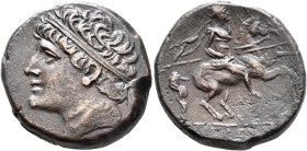 SICILY. Syracuse. Hieron II, 275-215 BC. AE (Bronze, 28 mm, 17.10 g, 4 h). Diademed head of Hieron II to left. Rev. ΙΕΡΩΝ[ΟΣ] Helmeted cavalryman ridi...