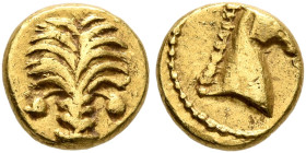 CARTHAGE. Circa 350-320 BC. 1/10 Stater (Gold, 8 mm, 0.81 g, 12 h). Palm tree with two date-clusters. Rev. Head of horse to right. Jenkins & Lewis Gro...