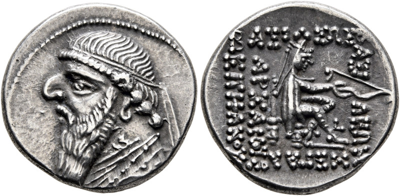 KINGS OF PARTHIA. Mithradates II, 121-91 BC. Drachm (Silver, 19 mm, 4.17 g, 12 h...