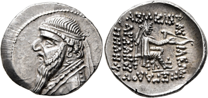 KINGS OF PARTHIA. Mithradates II, 121-91 BC. Drachm (Silver, 21 mm, 4.09 g, 12 h...