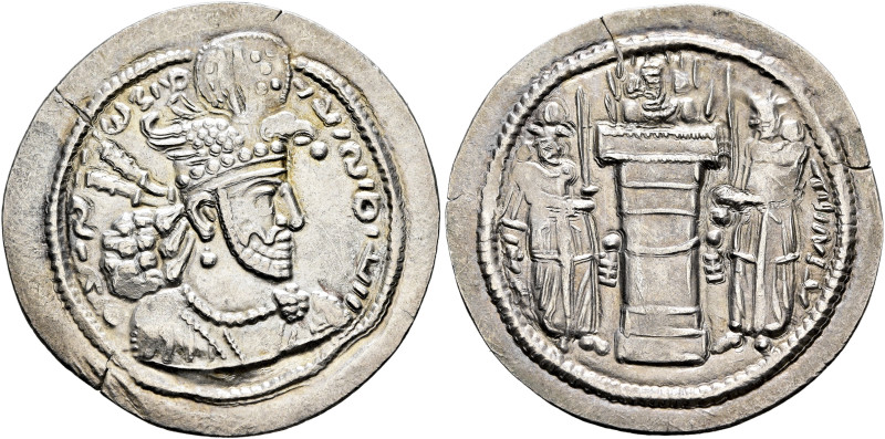 SASANIAN KINGS. Hormizd II, 303-309. Drachm (Silver, 28 mm, 3.87 g, 3 h). Draped...